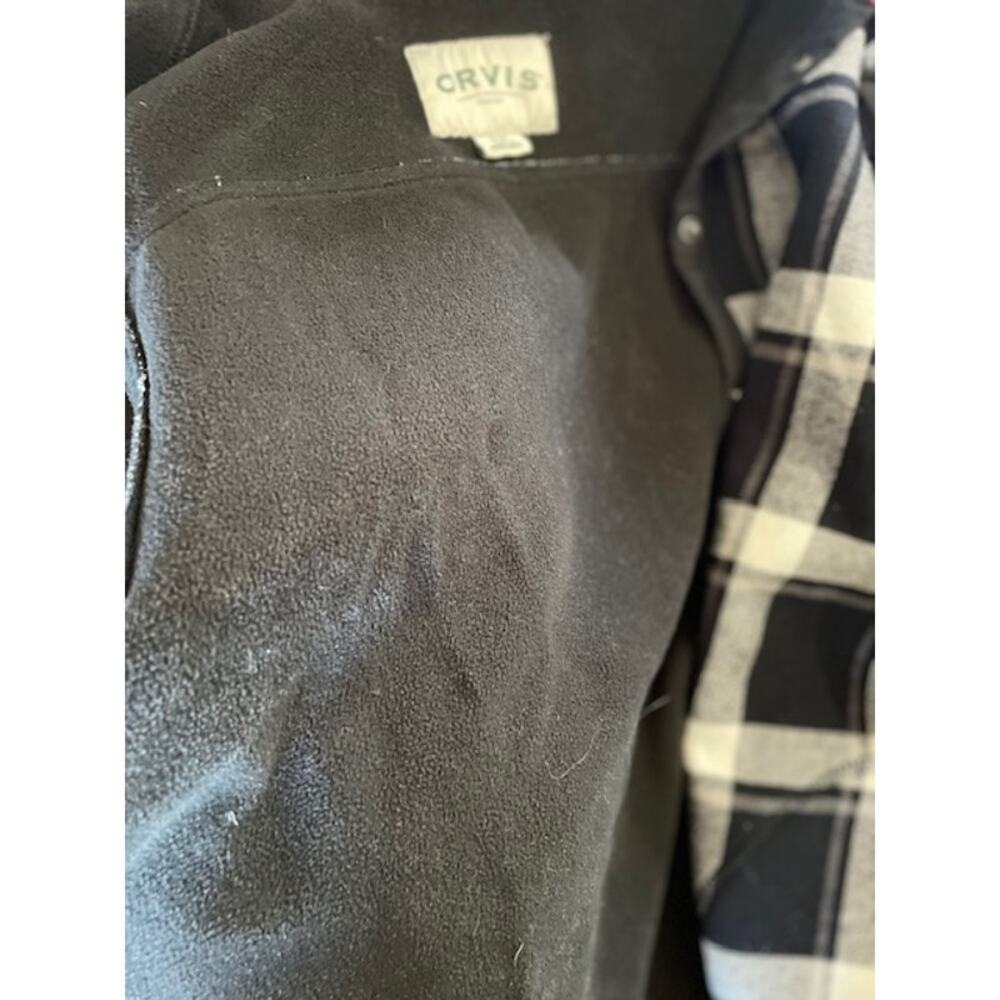Orvis Size Medium Flannel Shirt Jacket Fleece Lined Black & White 100% Cotton - Picture 5 of 6